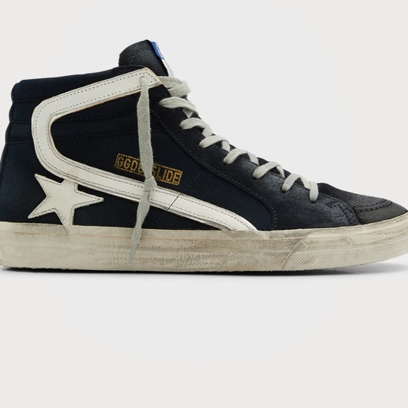 Golden Goose Men's Distressed Denim & Leather High-Top Sneakers - Picture 1 of 8